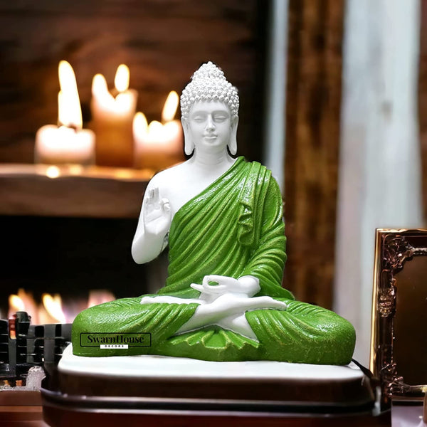 SwarnHouse Decors® Beautiful Sitting Buddha Idol Statue for Home & Garden – 15 Inch