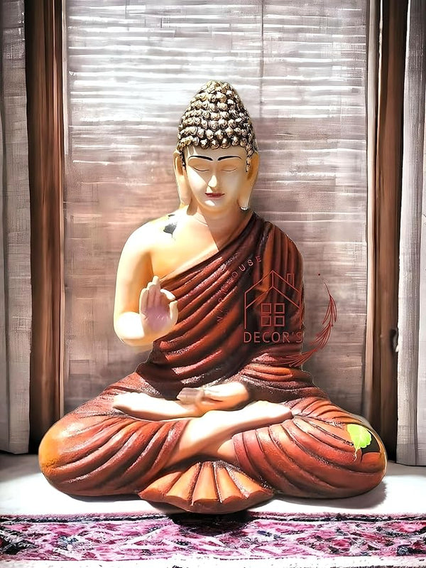 Buddha Sculpture 3 Feet High Glossy  Rose Leaves