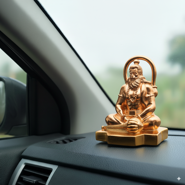 Swarnhouse Lord Hanuman Idol for Car Dashboard, Home, Office Desk – Hanuman Murti for for Pooja, Temple Showpiece, Decoration, Festivals and Gifting 3.5 Inch Size Cooper