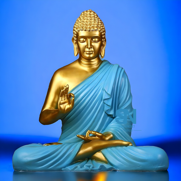 Buddha Sculpture 2 Feet High Glossy Golden Green 2