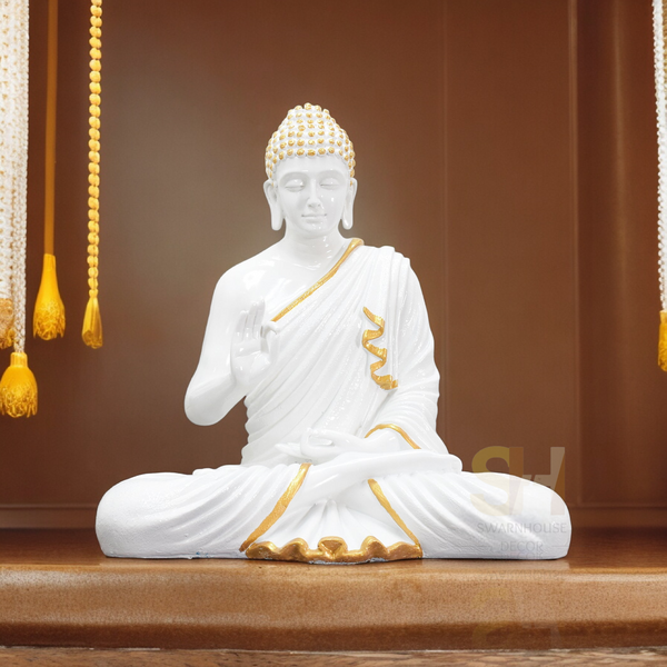 Buddha Sculpture 2 Feet High Glossy Golden Patti