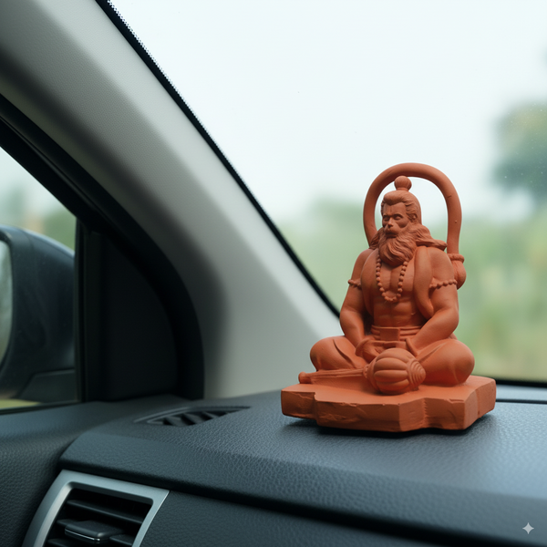 Swarnhouse Lord Hanuman Idol for Car Dashboard, Home, Office Desk – Hanuman Murti for for Pooja, Temple Showpiece, Decoration, Festivals and Gifting 3.5 Inch Size Kesari